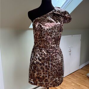 Leopard Print One-Shoulder Dress